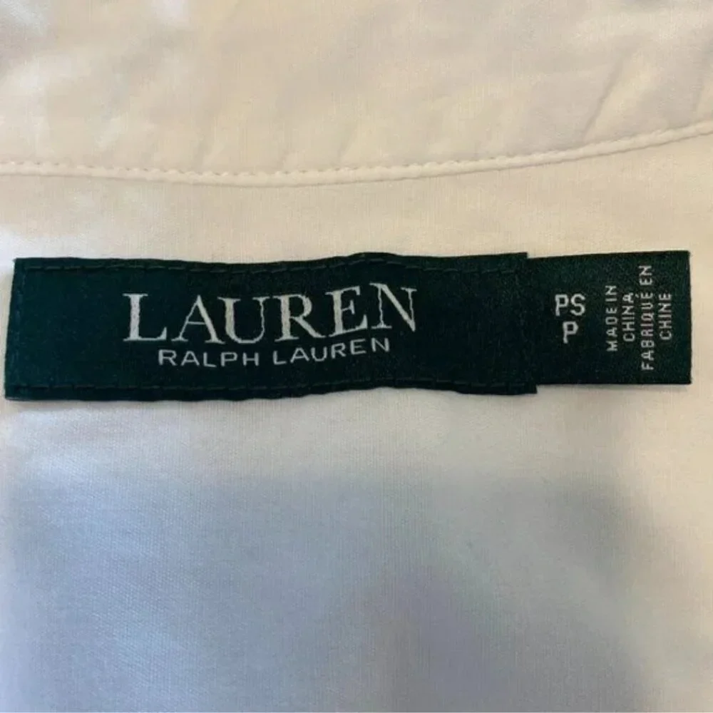 LAUREN Ralph Lauren Tie Front Cotton Short Sleeve Shirt Small Petite - Picture 8 of 8